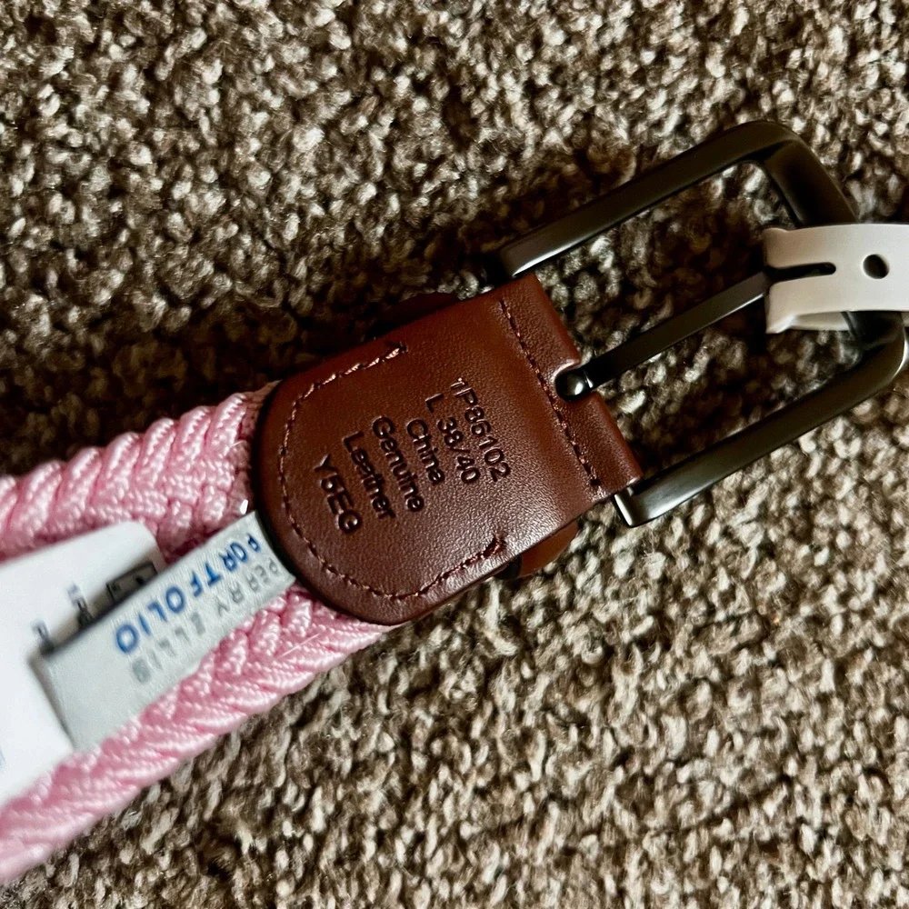Perry Ellis Portfolio Stretch Belt Braided‎ Pink Casual Dress L 38/40 $49.50